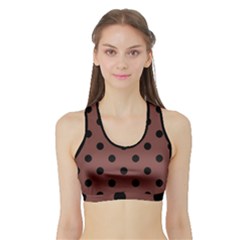 Large Black Polka Dots On Bole Brown - Sports Bra With Border by FashionLane