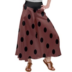 Large Black Polka Dots On Bole Brown - Satin Palazzo Pants by FashionLane