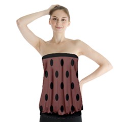 Large Black Polka Dots On Bole Brown - Strapless Top by FashionLane