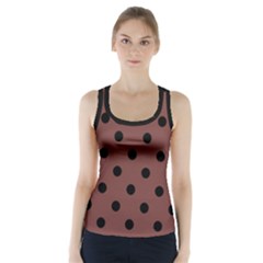 Large Black Polka Dots On Bole Brown - Racer Back Sports Top by FashionLane