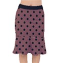 Large Black Polka Dots On Bole Brown - Short Mermaid Skirt View1