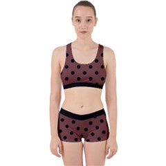 Large Black Polka Dots On Bole Brown - Work It Out Gym Set by FashionLane