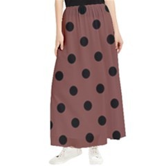 Large Black Polka Dots On Bole Brown - Maxi Chiffon Skirt by FashionLane