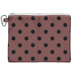 Large Black Polka Dots On Bole Brown - Canvas Cosmetic Bag (xxl) by FashionLane