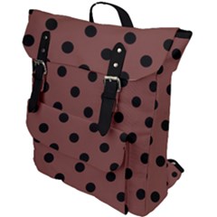 Large Black Polka Dots On Bole Brown - Buckle Up Backpack by FashionLane