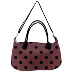 Large Black Polka Dots On Bole Brown - Removal Strap Handbag by FashionLane