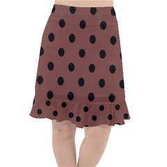 Large Black Polka Dots On Bole Brown - Fishtail Chiffon Skirt by FashionLane