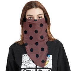 Large Black Polka Dots On Bole Brown - Face Covering Bandana (triangle) by FashionLane