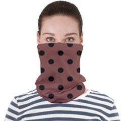 Large Black Polka Dots On Bole Brown - Face Seamless Bandana (adult) by FashionLane