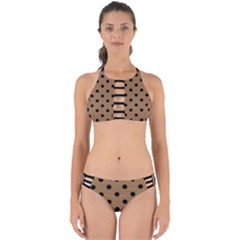 Large Black Polka Dots On Bone Brown - Perfectly Cut Out Bikini Set by FashionLane