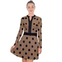 Large Black Polka Dots On Bone Brown - Long Sleeve Panel Dress View1