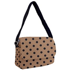 Large Black Polka Dots On Bone Brown - Courier Bag by FashionLane