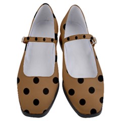 Large Black Polka Dots On Bone Brown - Women s Mary Jane Shoes by FashionLane