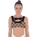 Large Black Polka Dots On Bone Brown - Bandaged Up Bikini Top View1