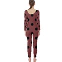 Large Black Polka Dots On Brandy Brown - Long Sleeve Catsuit View2