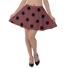 Large Black Polka Dots On Brandy Brown - Velvet Skater Skirt by FashionLane