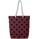 Large Black Polka Dots On Brandy Brown - Full Print Rope Handle Tote (Small) View1