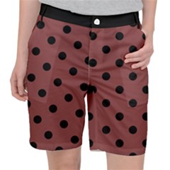 Large Black Polka Dots On Brandy Brown - Pocket Shorts by FashionLane