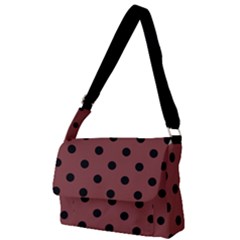 Large Black Polka Dots On Brandy Brown - Full Print Messenger Bag (l) by FashionLane