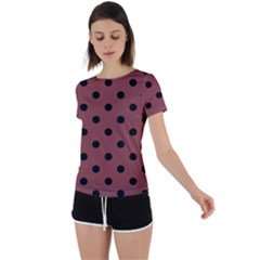 Large Black Polka Dots On Brandy Brown - Back Circle Cutout Sports Tee by FashionLane