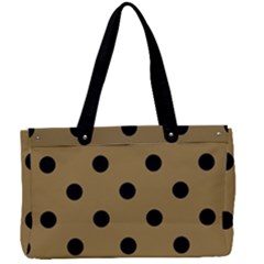 Large Black Polka Dots On Bronze Mist - Canvas Work Bag by FashionLane