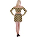 Large Black Polka Dots On Bronze Mist - Off Shoulder Top with Mini Skirt Set View2