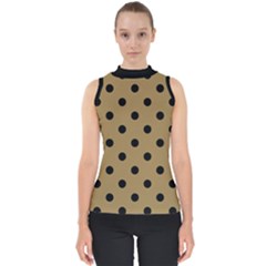 Large Black Polka Dots On Bronze Mist - Mock Neck Shell Top by FashionLane