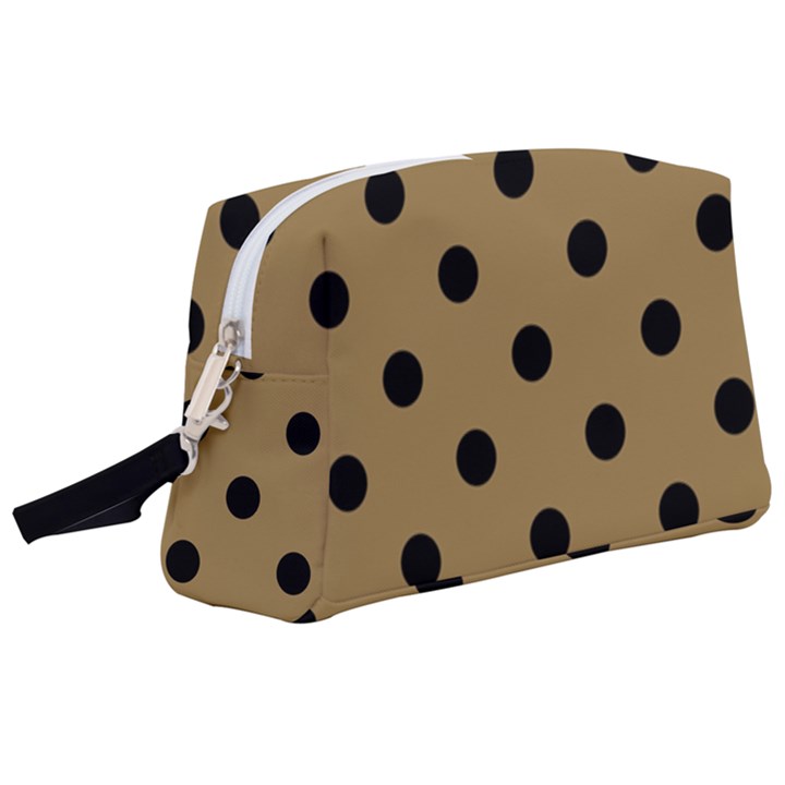 Large Black Polka Dots On Bronze Mist - Wristlet Pouch Bag (Large)