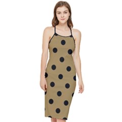 Large Black Polka Dots On Bronze Mist - Bodycon Cross Back Summer Dress by FashionLane