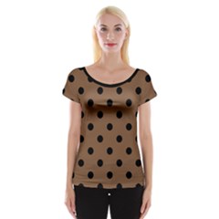 Large Black Polka Dots On Brown Bear - Cap Sleeve Top by FashionLane