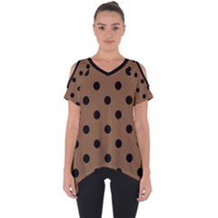 Large Black Polka Dots On Brown Bear - Cut Out Side Drop Tee by FashionLane