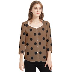 Large Black Polka Dots On Brown Bear - Chiffon Quarter Sleeve Blouse by FashionLane