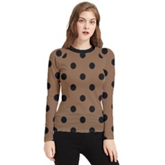 Large Black Polka Dots On Brown Bear - Women s Long Sleeve Rash Guard by FashionLane