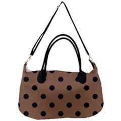 Large Black Polka Dots On Brown Bear - Removal Strap Handbag by FashionLane