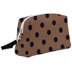 Large Black Polka Dots On Brown Bear - Wristlet Pouch Bag (large) by FashionLane