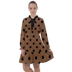 Large Black Polka Dots On Brown Bear - All Frills Chiffon Dress by FashionLane