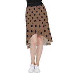 Large Black Polka Dots On Brown Bear - Frill Hi Low Chiffon Skirt by FashionLane