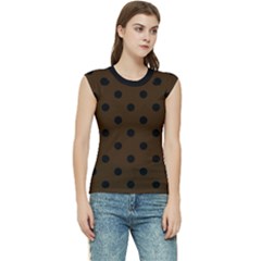 Large Black Polka Dots On Brunette Brown - Women s Raglan Cap Sleeve Tee by FashionLane