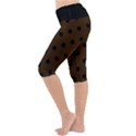 Large Black Polka Dots On Brunette Brown - Lightweight Velour Cropped Yoga Leggings View2