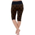 Large Black Polka Dots On Brunette Brown - Lightweight Velour Cropped Yoga Leggings View4