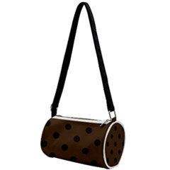 Large Black Polka Dots On Brunette Brown - Mini Cylinder Bag by FashionLane