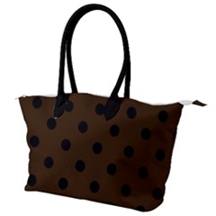 Large Black Polka Dots On Brunette Brown - Canvas Shoulder Bag by FashionLane