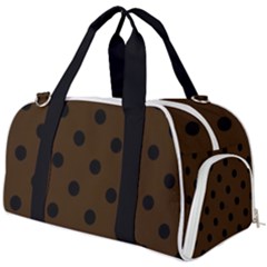 Large Black Polka Dots On Brunette Brown - Burner Gym Duffel Bag by FashionLane