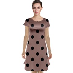 Large Black Polka Dots On Burnished Brown - Cap Sleeve Nightdress by FashionLane