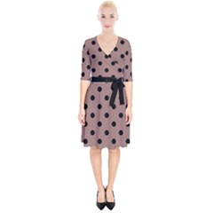 Large Black Polka Dots On Burnished Brown - Wrap Up Cocktail Dress by FashionLane