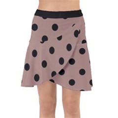 Large Black Polka Dots On Burnished Brown - Wrap Front Skirt by FashionLane