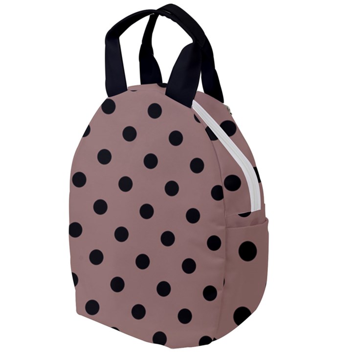 Large Black Polka Dots On Burnished Brown - Travel Backpacks