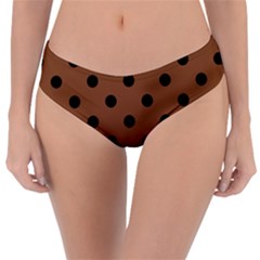 Large Black Polka Dots On Caramel Cafe Brown - Reversible Classic Bikini Bottoms by FashionLane