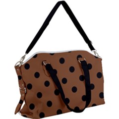 Large Black Polka Dots On Caramel Cafe Brown - Canvas Crossbody Bag by FashionLane