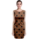 Large Black Polka Dots On Caramel Cafe Brown - Sleeveless Velvet Midi Dress View1